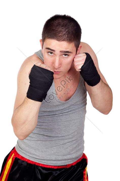 Backgroundyoung Kickboxer With Muscles Isolated On White Background Picture And HD Photos | Free ...