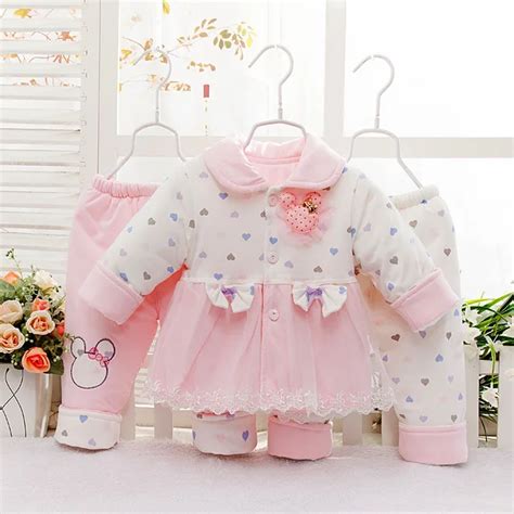 HotSale Thick Cotton New Born Baby Girl Winter Set Newborn Baby Girl Clothing Set Infant Clothes ...