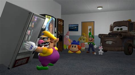 Wario dies by shaking the Vending Machine by RedKirb on DeviantArt