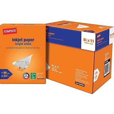 Staples Inkjet Paper, 8 1/2" x 11", Bright White, Half Case | Staples®