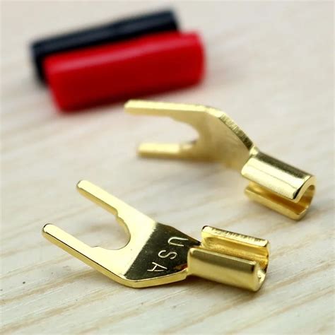 12 Pcs Gold Plated Spade Plug Speaker Cable Spade Connector Terminal ...