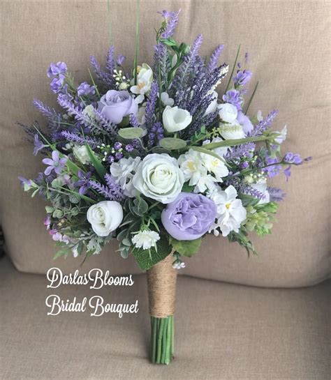 Lavender Wedding Bouquet, Boho Bouquet, Purple Wedding Flowers, Silk Wedding Flowers, Lavender ...