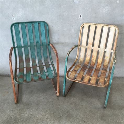 Mid-century Lloyd vintage metal lawn chairs. See history at www.midcenturymetalchairs.com ...