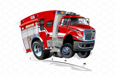 Vector Cartoon Rescue Truck | Transportation Illustrations ~ Creative ...