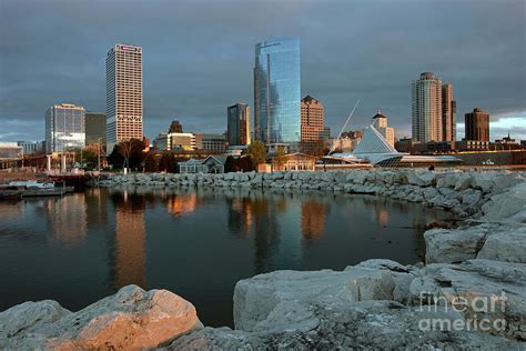 Milwaukee Skyline at sunrise Photograph by Bill Cobb - Pixels