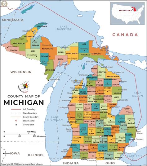 State Of Michigan County Map With Cities