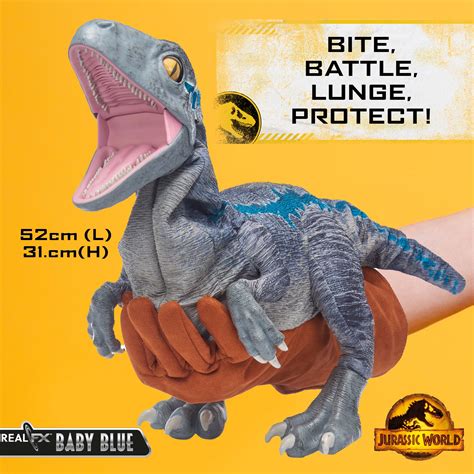 Jurassic World REALFX Baby Blue Hyper-Realistic Dinosaur Animatronic Puppet Toy Life-like ...