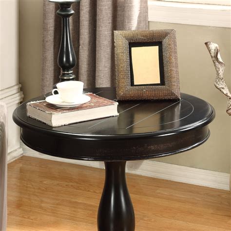 Rene Black Round Wood Pedestal Side Table – Roundhill Furniture