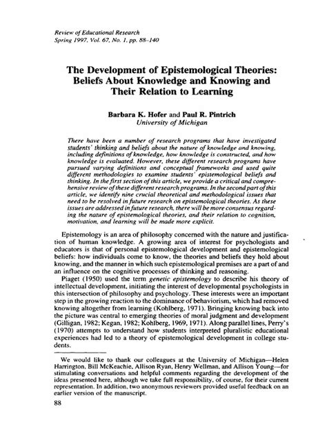 Epistemological Theories PDF | Epistemology | Psychology