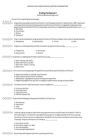 Ap 1 third grading(1st yr) | PDF