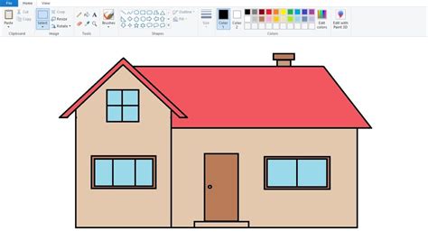 How to draw a simple house in computer using Ms Paint | House Drawing. | House drawing, Simple ...