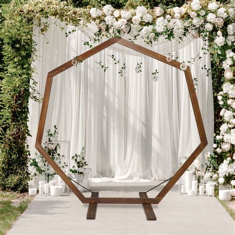 Buy Wedding Arch 7.2FT, Heptagonal Wood Arch for Wedding Ceremony ...