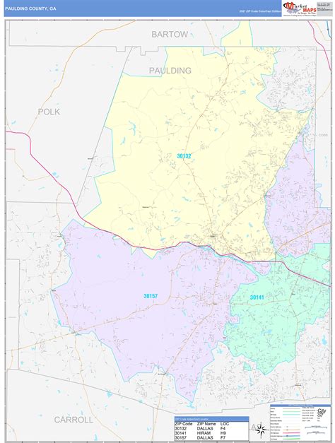 Paulding County, GA Wall Map Color Cast Style by MarketMAPS - MapSales.com