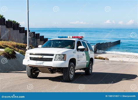 Border Patrol Vehicle Patrols International Border between San Diego ...