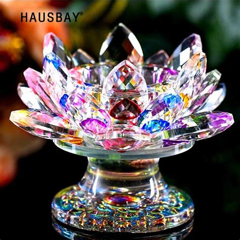 High end Crystal Lotus Candle Holder Home Decoration Accessories A Variety Of Colors Optional ...