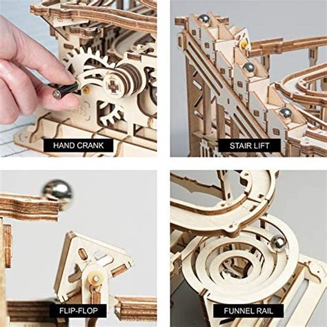 ROKR Marble Run Wooden Model Kits 3D Puzzle Mechanical Puzzles for Teens and Adults(Waterwheel ...