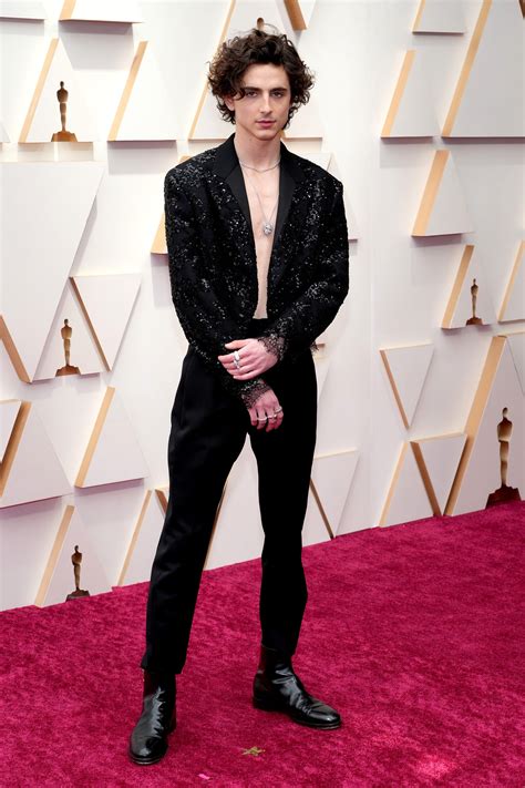 Timothée Chalamet Was Shirtless on the Oscars 2022 Red Carpet — See ...