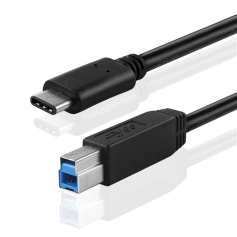 USB Type C (USB-C) to Type B (USB-B) Cable (3FT) Black - SuperSpeed ...