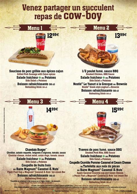 Cowboy Cookout Barbecue menu — DLP Guide • Disneyland Paris Restaurants ...