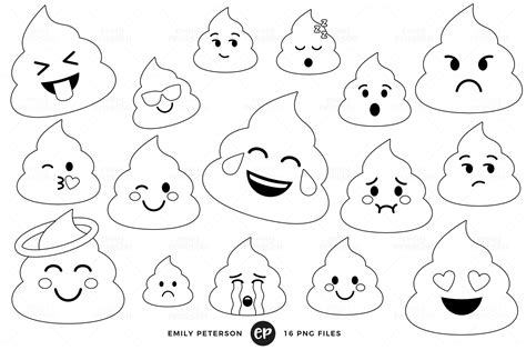 Poop Emoji Digital Stamps ~ Illustrations ~ Creative Market