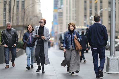 Urban People Walking on 49th Street in New York City