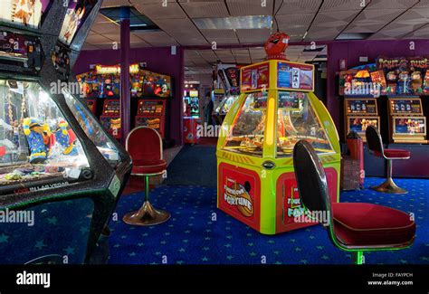 Amusement Penny Arcade, interior with slot machines, UK Stock Photo - Alamy