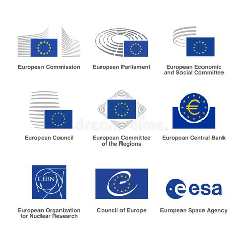 European Union Institutional Logos and Icons Set Editorial Photography ...