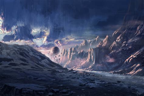 Wasteland illustration, artwork, fantasy art, digital art, mountains HD wallpaper | Wallpaper Flare