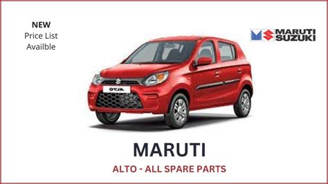 Maruti Alto Spare Parts Price List - 2023