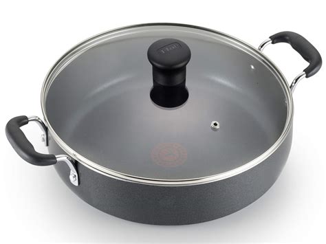 T-fal B36282 Nonstick Deep Covered Everyday Pan with Ergonomic Stay-Cool Handles Cookware, 12 ...