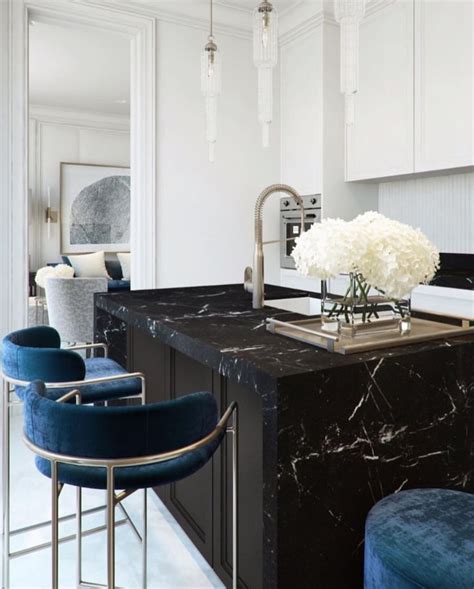 Black Marble 😍 | Home decor kitchen, Marble kitchen island, Kitchen interior