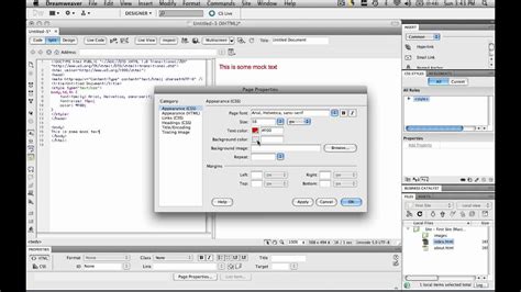 Dreamweaver Tutorial - Introduction 04 - Page Properties - YouTube