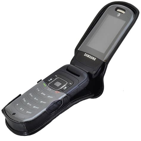 Samsung Rugby 4 Flip Phone Leather Fitted Case with Ratcheting Belt Clip