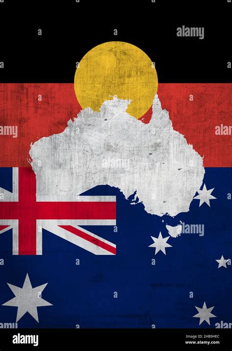 Artistic Australia map territory with aboriginal flag and australian ...