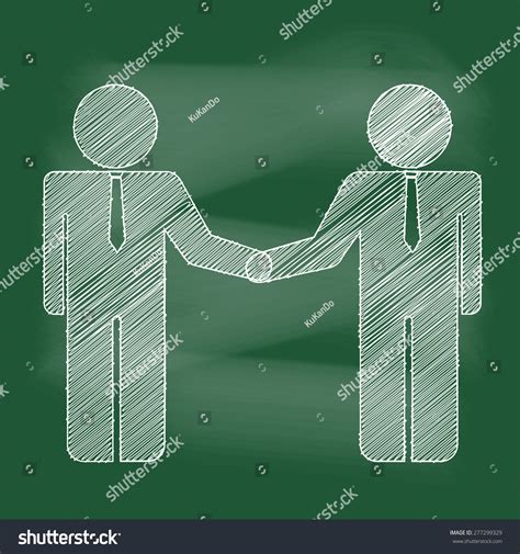 Drawing Business People Handshake On Blackboard Stock Vector (Royalty ...