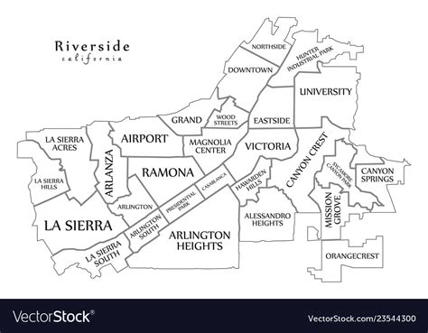 Modern city map - riverside california Royalty Free Vector