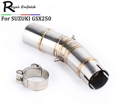 For Suzuki GSX250 250R Motorcycle Exhaust System Muffler Pipe Slip on Connecting Middle Mid ...