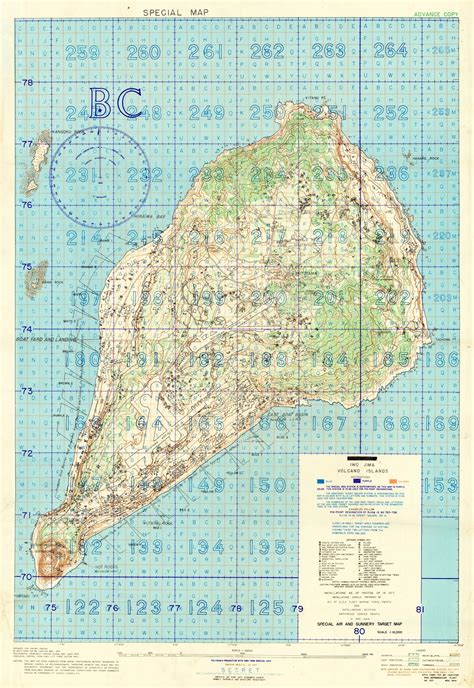 “SECRET” Situation Map of Iwo Jima prepared for the American invasion ...