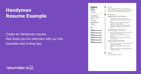 Handyman Resume Example (Free Guide)