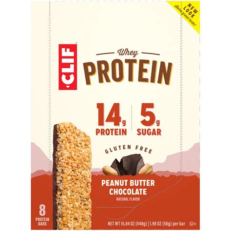 CLIF Whey Protein Snack Bars, Peanut Butter & Chocolate, 8 Ct, 1.98 oz ...