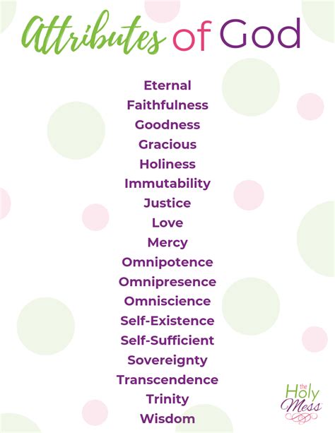 30 Attributes of God Printable - The Holy Mess