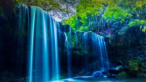 Nabegataki Falls waterfall in forest, Oguni, Kumamoto, Kyushu island, Japan | Windows Spotlight ...