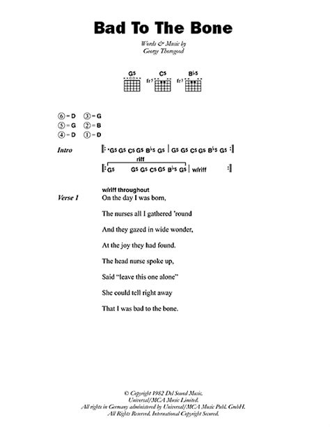 George Thorogood "Bad To The Bone" Sheet Music Notes | Download Printable PDF Score 156021