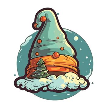 Vintage Winter Hat Vector, Cartoon Image Clipart, Sticker Design With Cartoon Christmas Hat ...