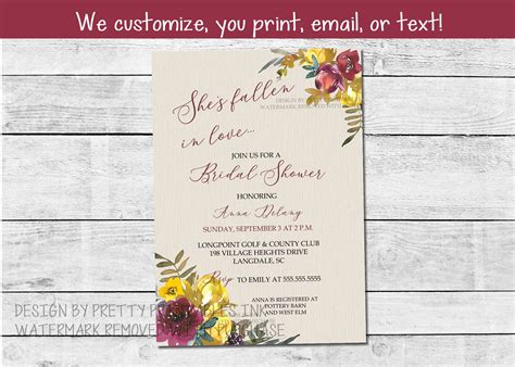 Fall bridal shower invitation printable autumn bridal shower | Etsy