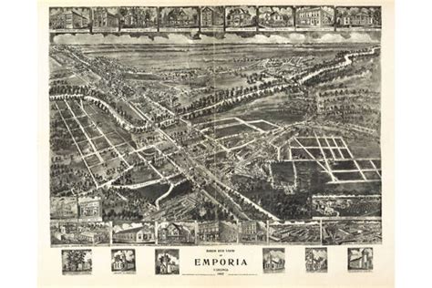 Emporia Virginia Antique Birdseye Map 1907 | Etsy