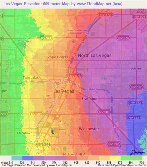 Elevation of Las Vegas,US Elevation Map, Topography, Contour