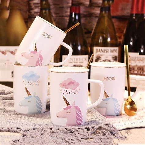 Unicorn Ceramic Mug With Golden Spoon | Unilovers