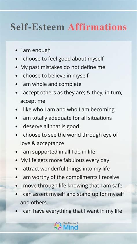 20 affirmations to help build your self esteem – Artofit