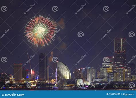 Fireworks in Yokohama Port Festival Editorial Stock Image - Image of ...